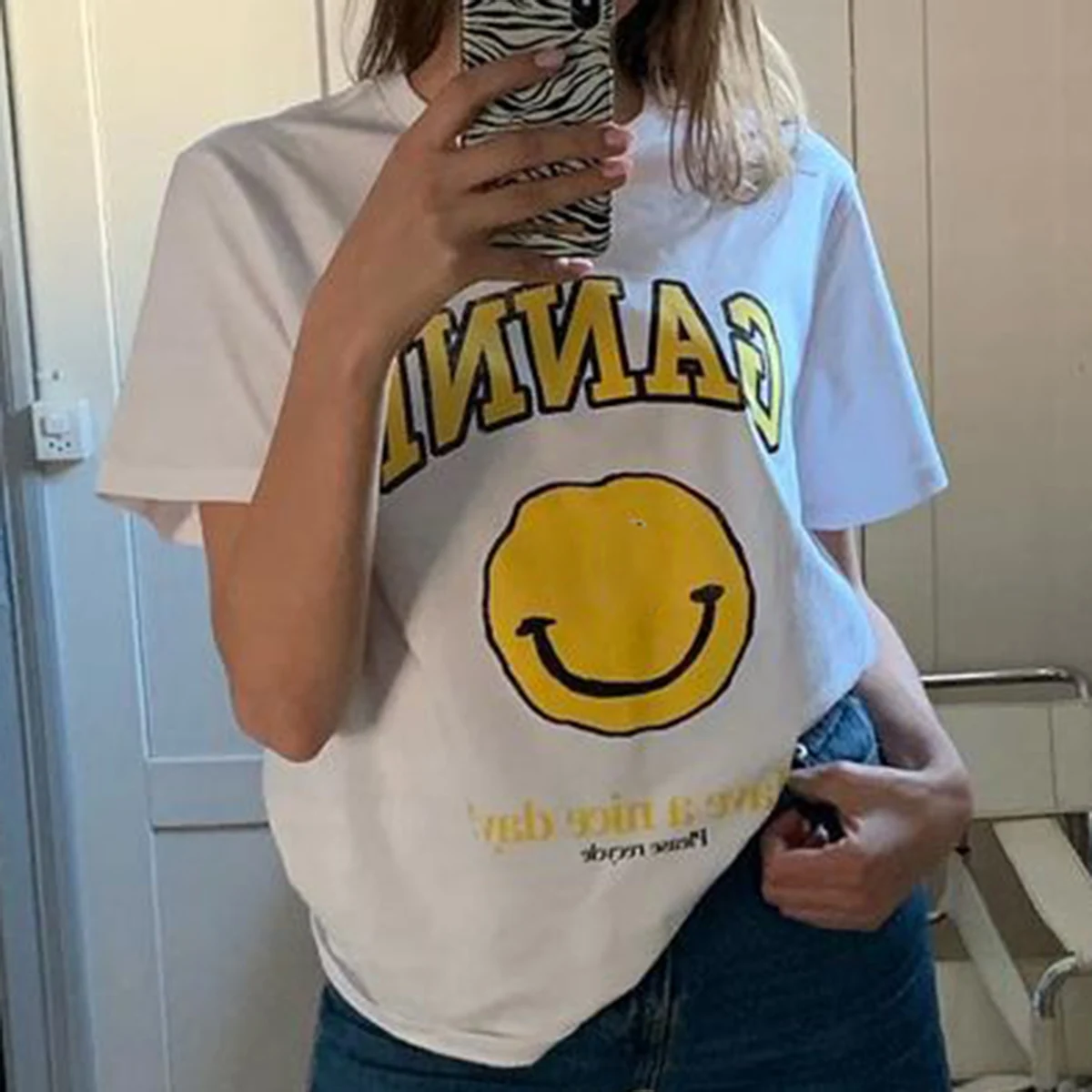 

Letter Graphic Cotton T-shirt Women 2022 Summer Casual Short Sleeve Round Neck Loose Tee Tops Female Vintage Streetwear Y2k Top