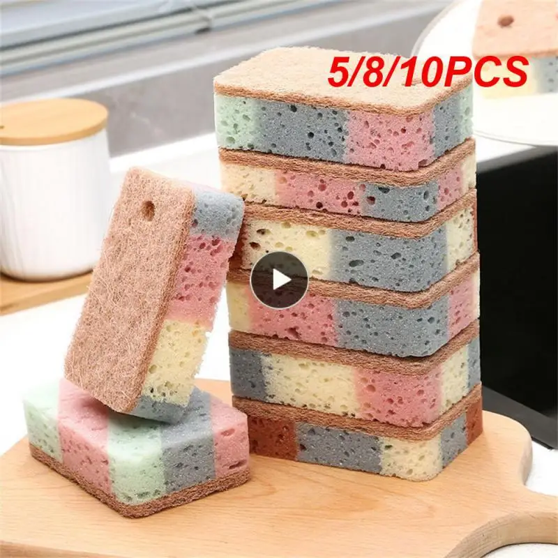 

5/8/10PCS Durable Artifact Sponge Block Kitchen Cleaning Sponge Compression Dishcloth Strong Decontamination