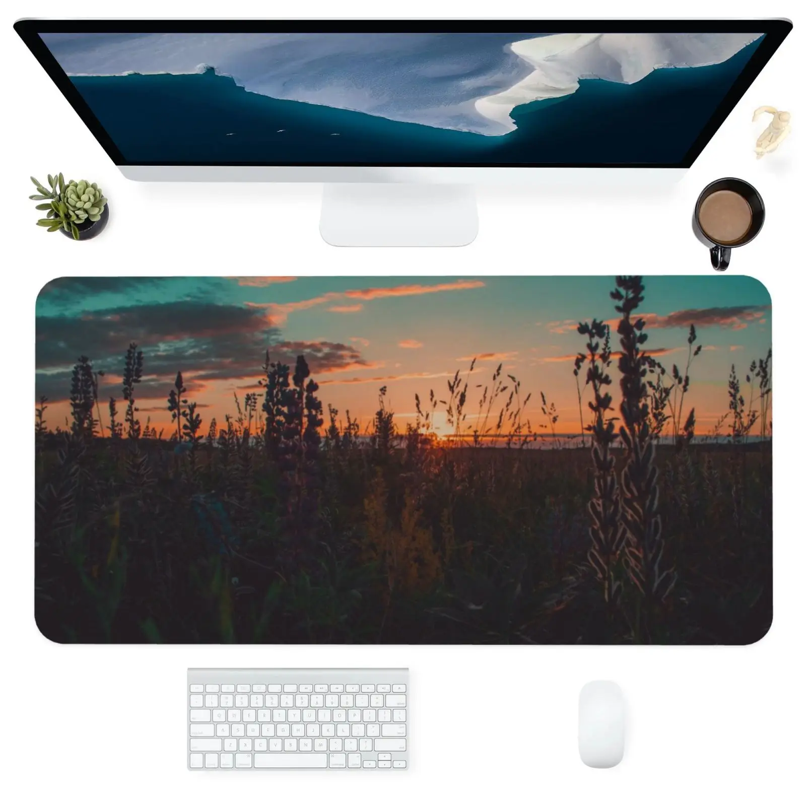 

Mouse Pad Computer Office Supplies Accessories Square Dustproof Customized Mat Desk Pads Horizon Sunset Sun Photo MousePad Gift