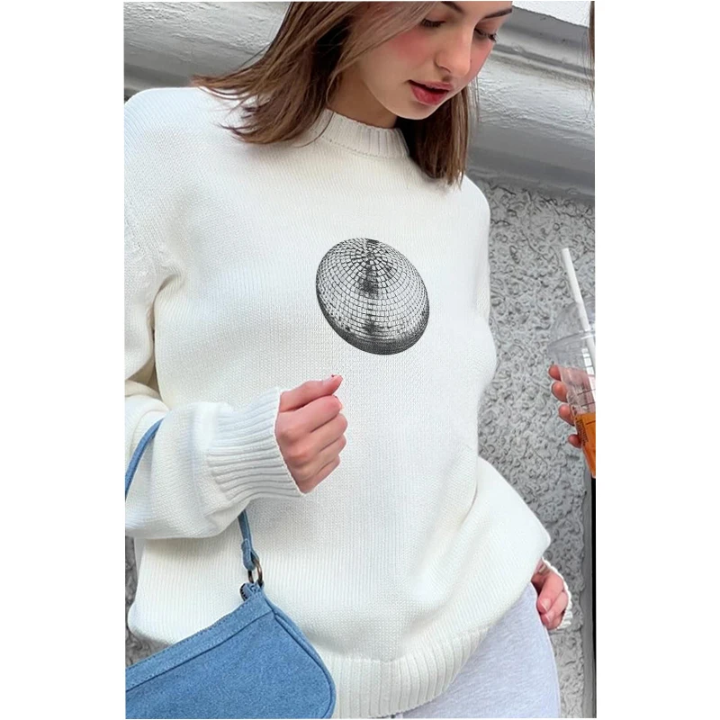 Женские повседневные вязаные свитера осенняя мода свитер с графическим принтом