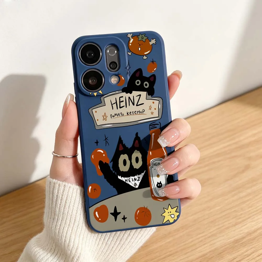 Мягкий чехол для телефона с рисунком Heinz Black Cat Ketchup Shell для OPPO Reno 15 14 13 11 12 FS 9 8 7 6 Pro Max Lite F SE 5G Pro Plus (art.: 3920db38f2d46) - 3920db38f2d46