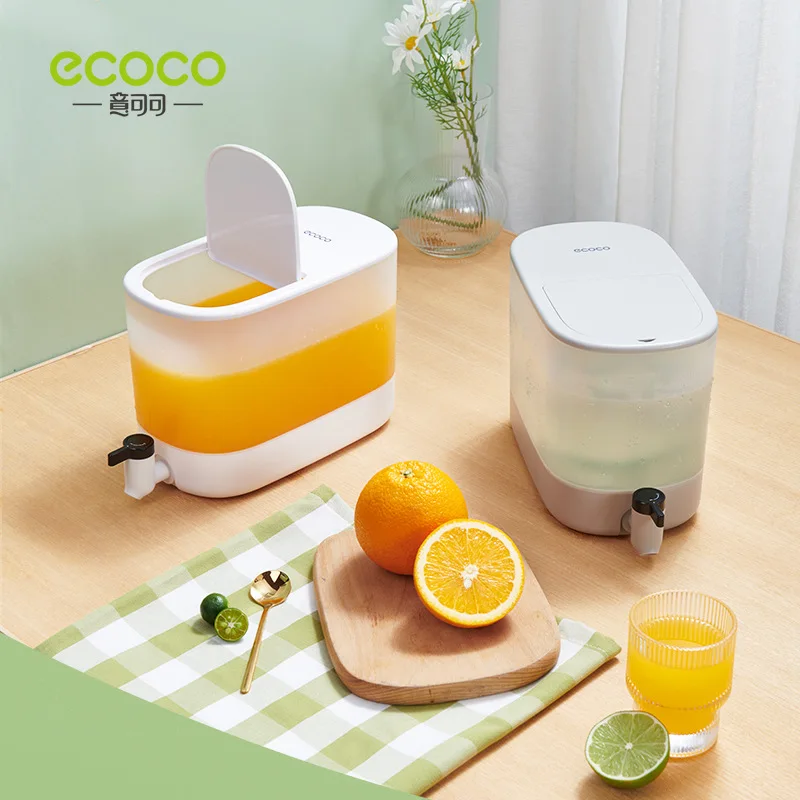 

ECOCO Home Cold Kettle High Capacity 4LWith Faucet Summer Self Made Juice Drink Tea Bucket Dust-proof Fresh-Keeping Kitchen Tool