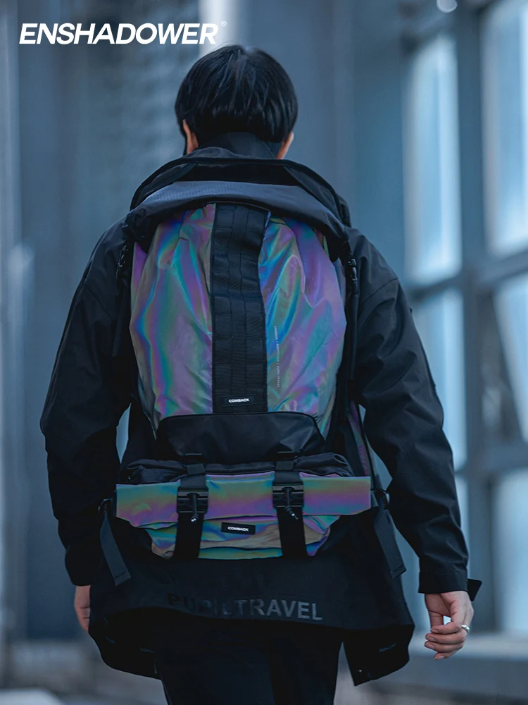 PUPILTRAVEL X ENSHADOWER X COMBACK 20SS crossover special cyberpunk reflect light backpack dark wear Wasteland Punk