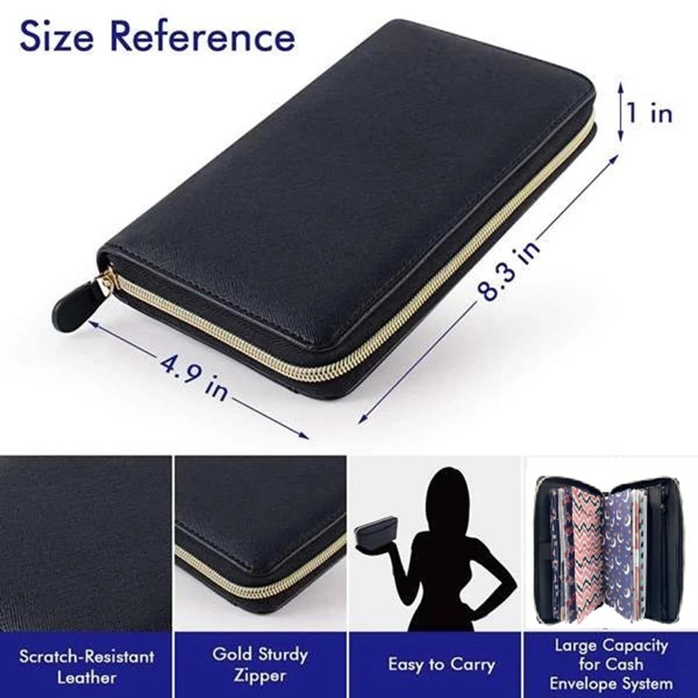 

Конверт-кошелек для денежных средств с папкой для заметок, 12 конвертов для бюджетных листов, для бюджетного и экономии денег A