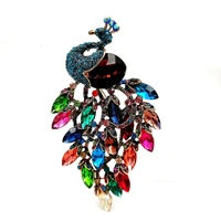 stunning vintage marquise stone accent tail colorful peacock brooch statement bird jewelry for women sweater dress pendant pin