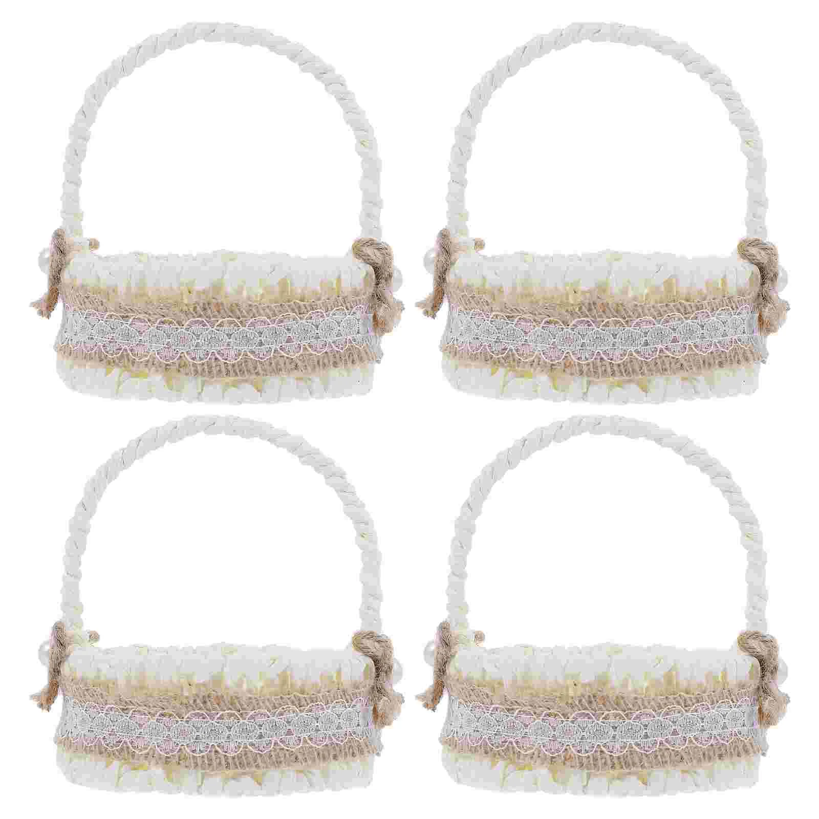 

Basket Baskets Mini Flower Wedding Woven Smallgirl Picnic Storage Partywicker Handle Decorative Tiny Rustic Easter Candy Favor