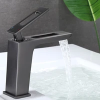 new arrival bathroom single lever sink faucet crane brass gun gray sink faucet hot and cold water tap hollow out design