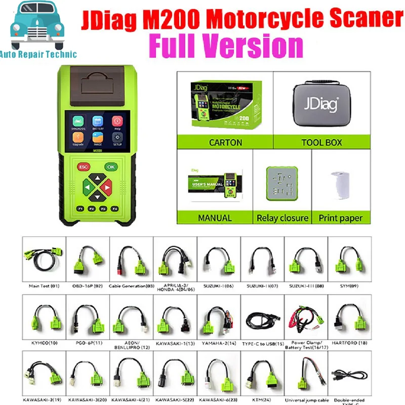 Оригинальный диагностический инструмент JDiag M200 для мотоцикла сканер двигателя