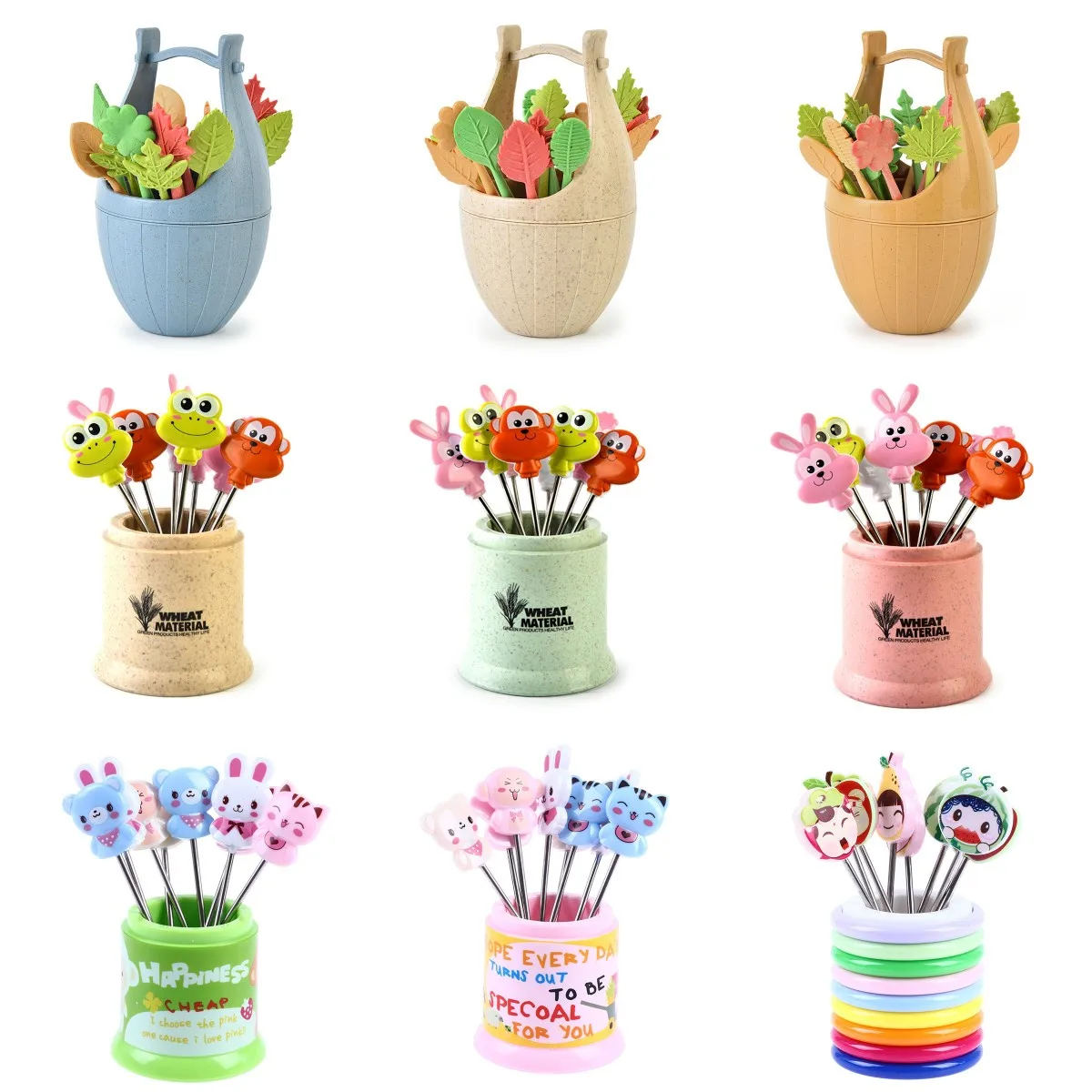 With Holder Set Mini Salad Fruit Fork Food Flatware