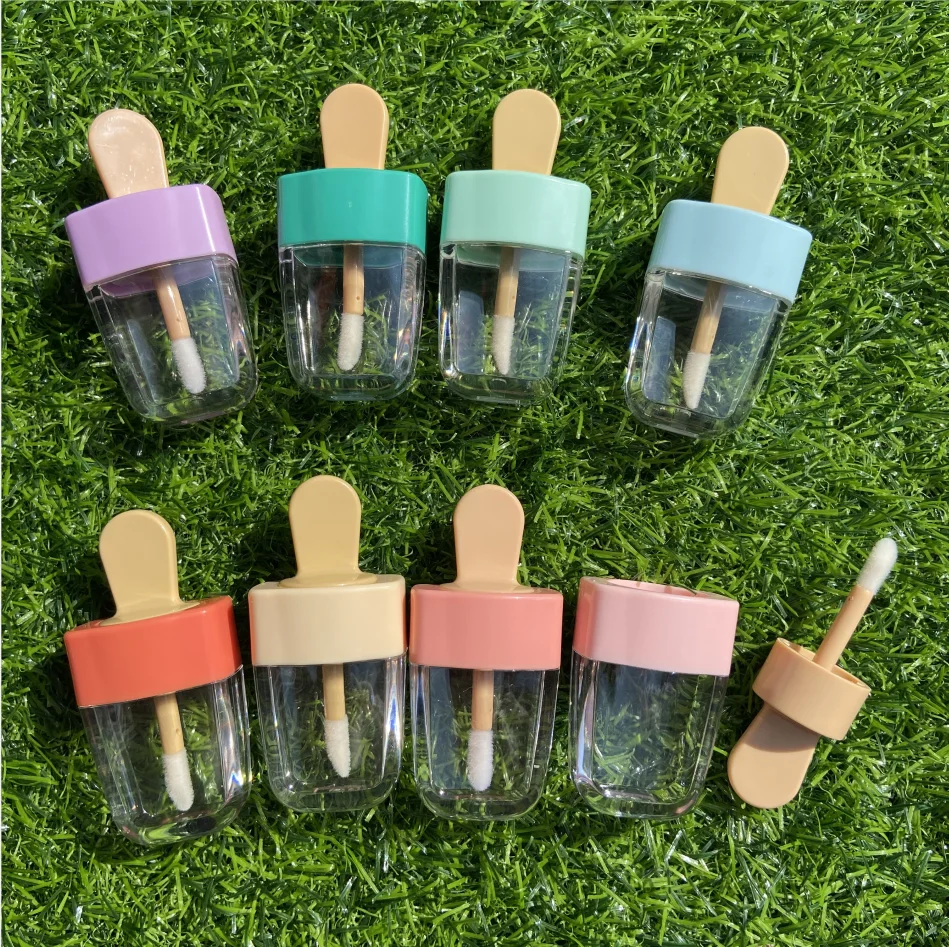 

Empty Lipgloss Tubes ice cream Clear cute Lip Gloss Container Refillable Lip tube packaging DIY Cosmetic Makeup private label