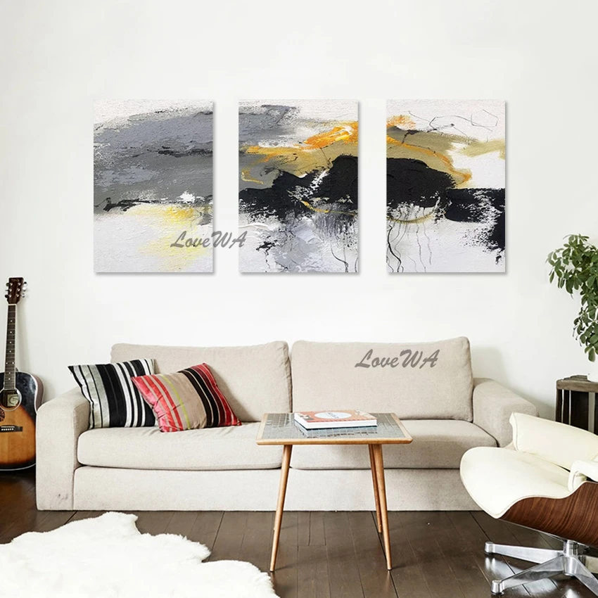 

Acrylic Handmade Picture Artwork Designer Cheap African Art Abstract 3PCS Unframed Easy Canvas Painting Sleeping Room Decoration