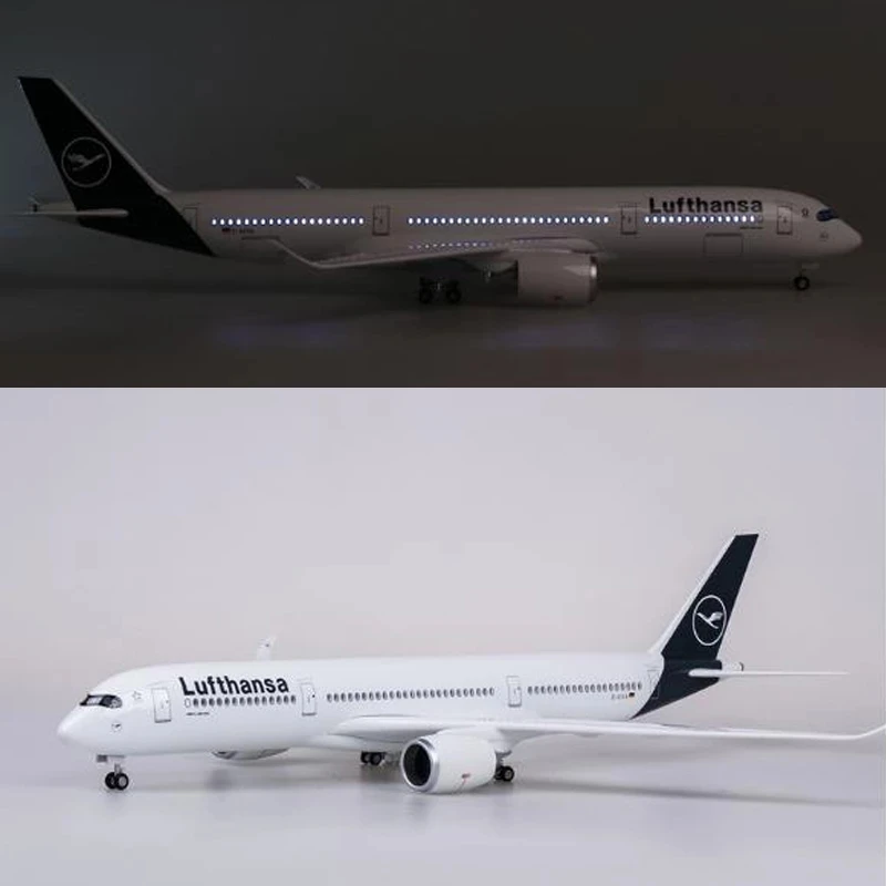 Масштаб 1/142 47 см модель самолета Airbus A350 Lufthansa Airways с фарами и колесами литая под