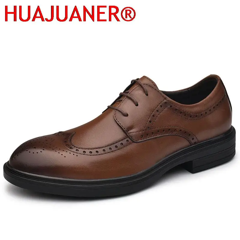 

Brogue Shoes Men Formal Italian Luxury Brand Business Shoes Man Oxford Genuine Leather Wedding Dress Elegant Shoes for Men Gents