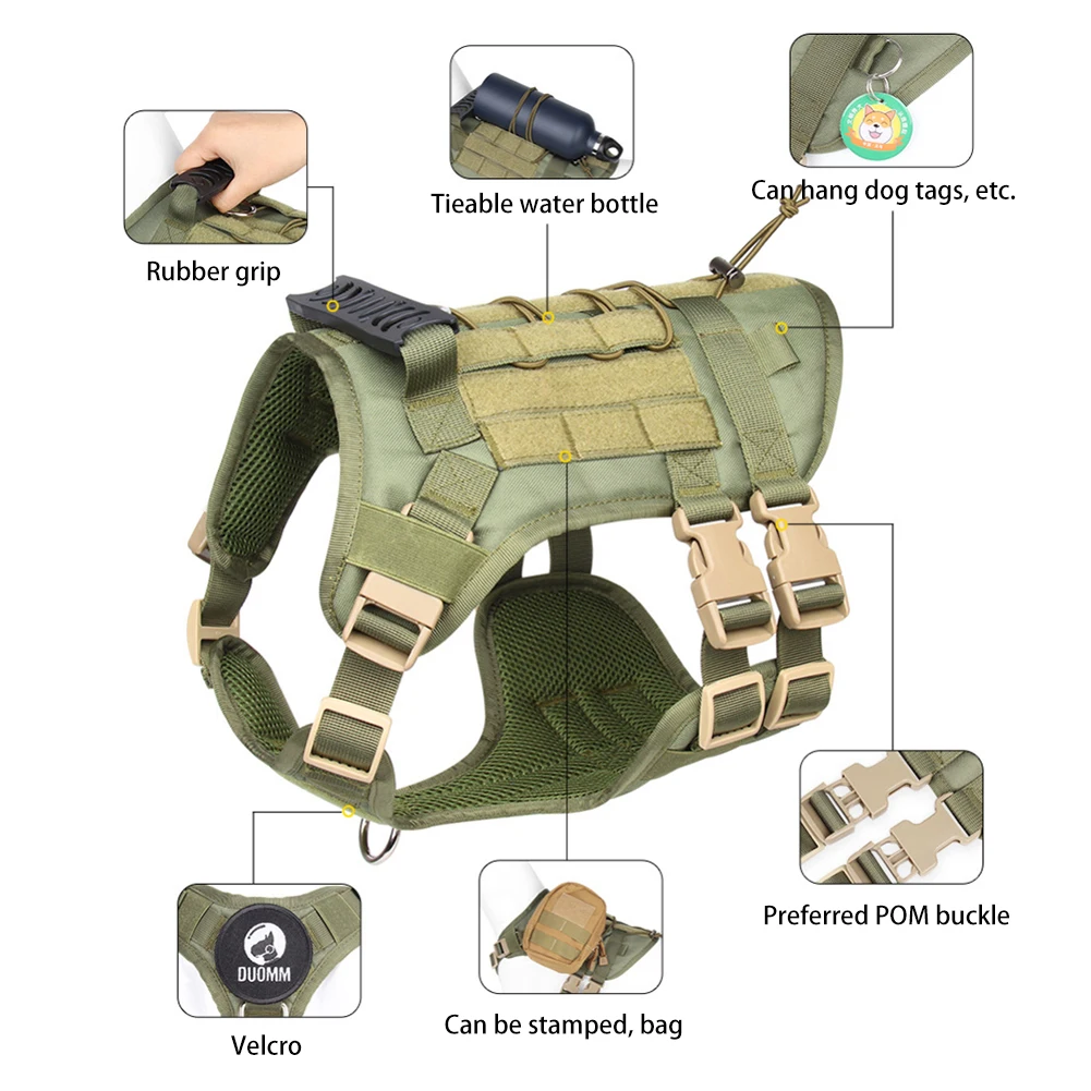 

Tactical Dog Harness Military Training Dog Harness For Medium Large Dogs German Shepherd No Pull Patrol Quick Release Vest