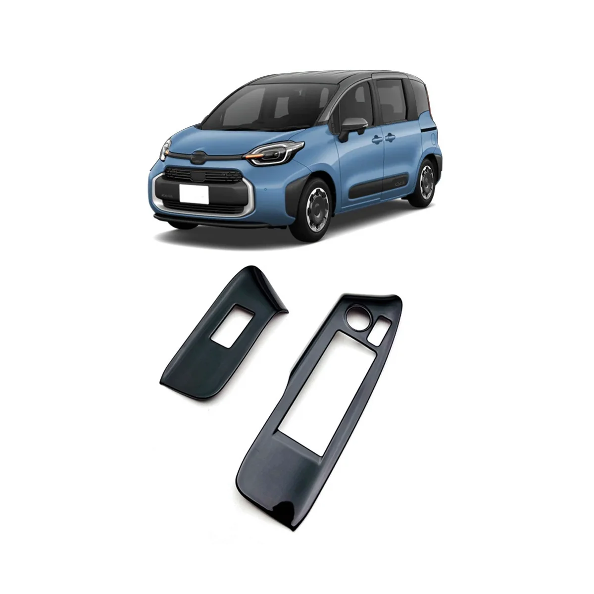 

Car Glossy Black Window Glass Lift Button Trim Switch Cover Door Armrest Panel Sticker for Toyota Sienta 2023+