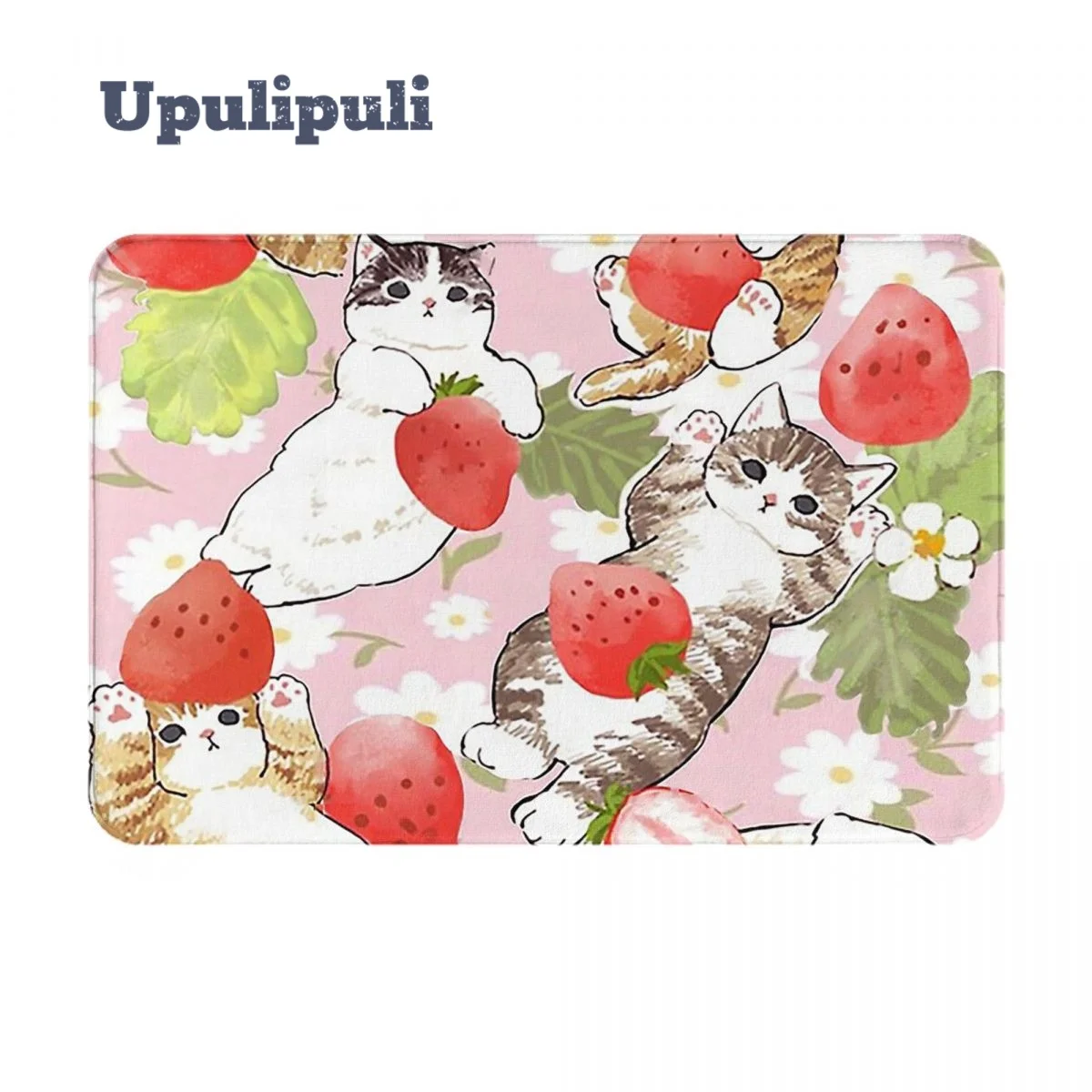 

Милый очаровательный кошка с клубничным ковриком, фланелевый коврик, Нескользящие Коврики для дома, декоративные коврики с принтом для дом...