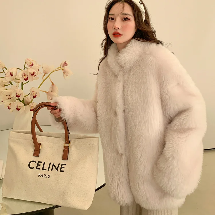 Lamb's wool shearling coat fur integrated fur coat woman