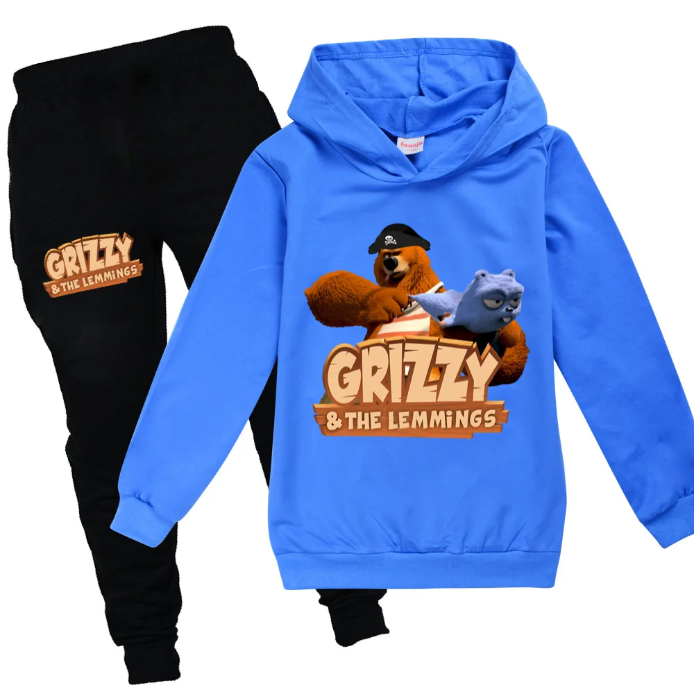 

Kids Hoodies Cartoon Children's Sweatshirt for Lemmings Grizzy Bear Boys Girls Sweat Shirt Child Hoodies Clothes pants 2pcs Set