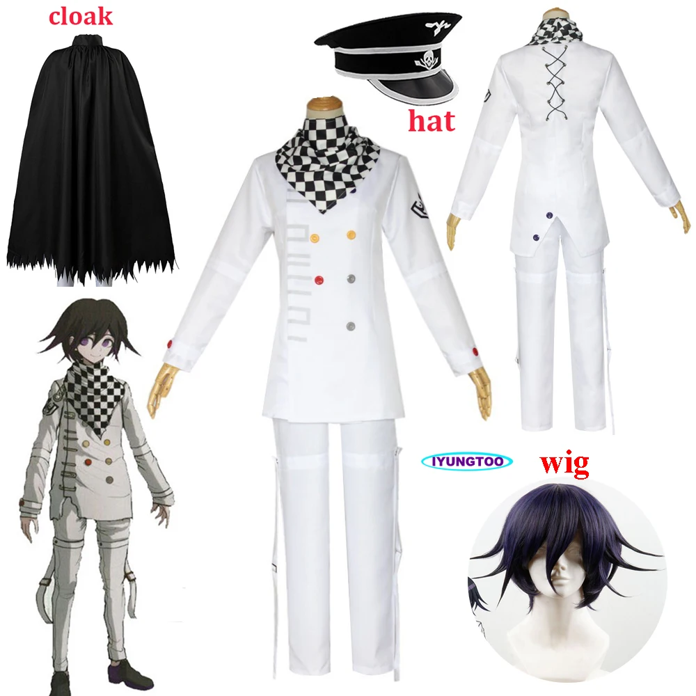 

Anime Danganronpa V3 Ouma kokichi Cosplay Costume Japanese Game School Uniform Suit Outfit Clothes Wig hat Halloween Carnival