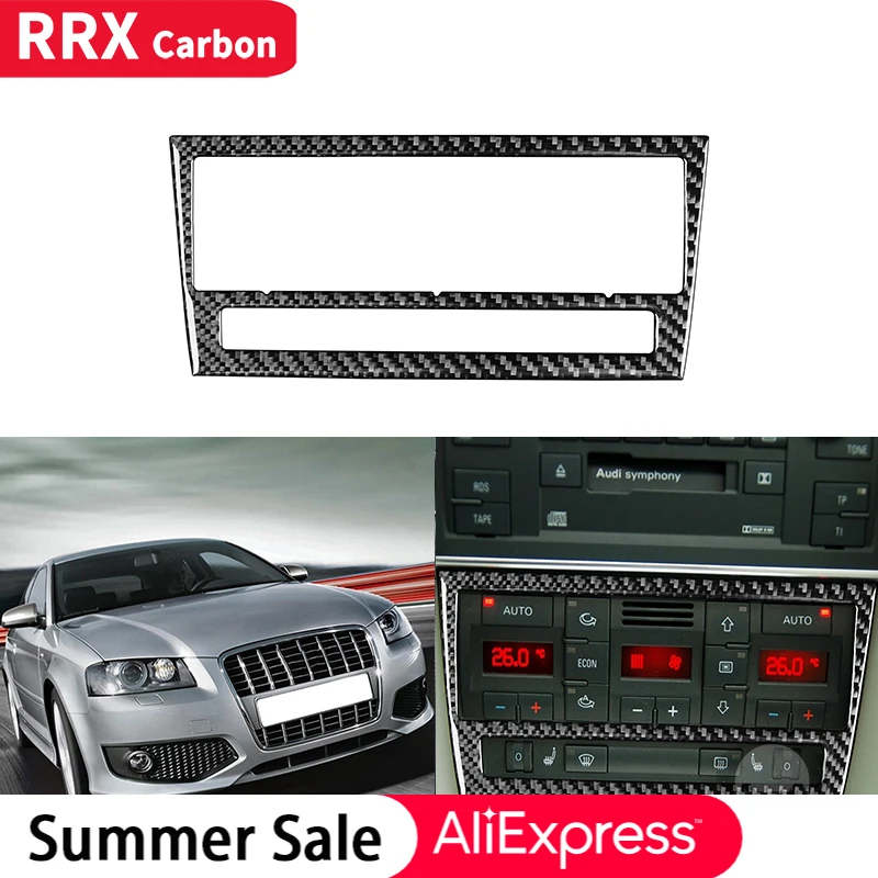 

RRX for Audi A4 S4 B7 2005 2006 2007 2008 Car Air Conditioning Control Panel Decoration Cover Carbon Fiber Sticker Accessories