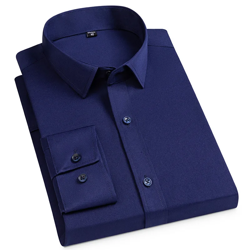 EUOW 2022 Fashion Elastic Men Suit Shirt Summer New Solid Color Long Sleeve Tops Professional Wear Tooling Casual Business Shirt