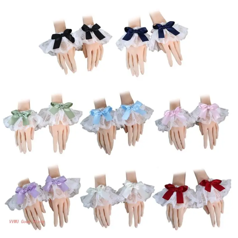 

Women Decorative Flare Sleeves Pleated Ruched False Cuffs Skirt Wrist Decors
