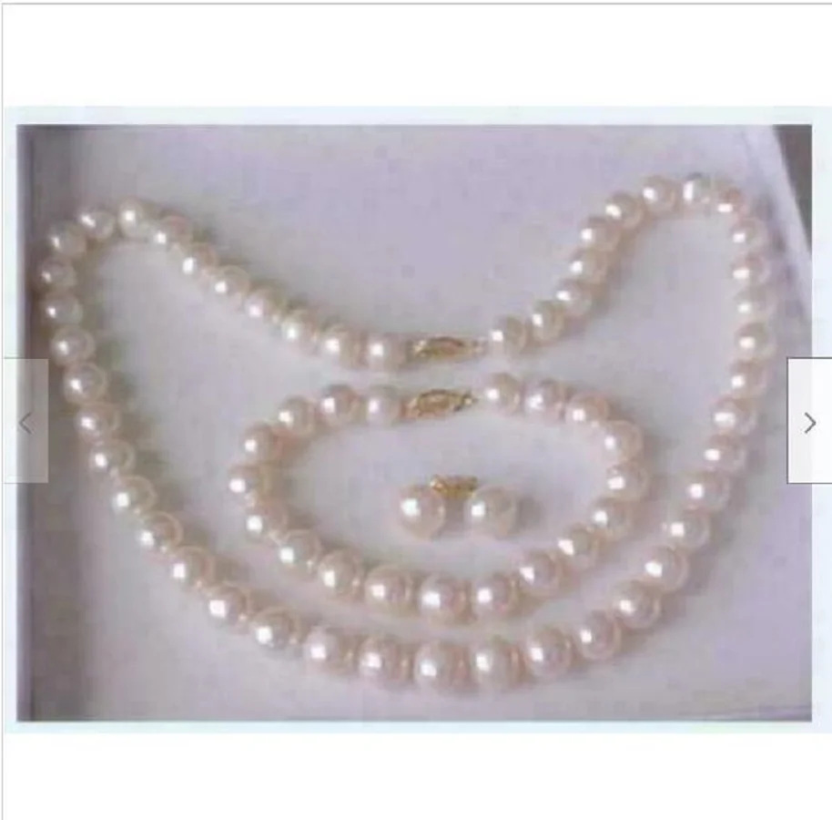 

Hot selling AA 8-9mm Akoya white pearl necklace bracelet earrings set