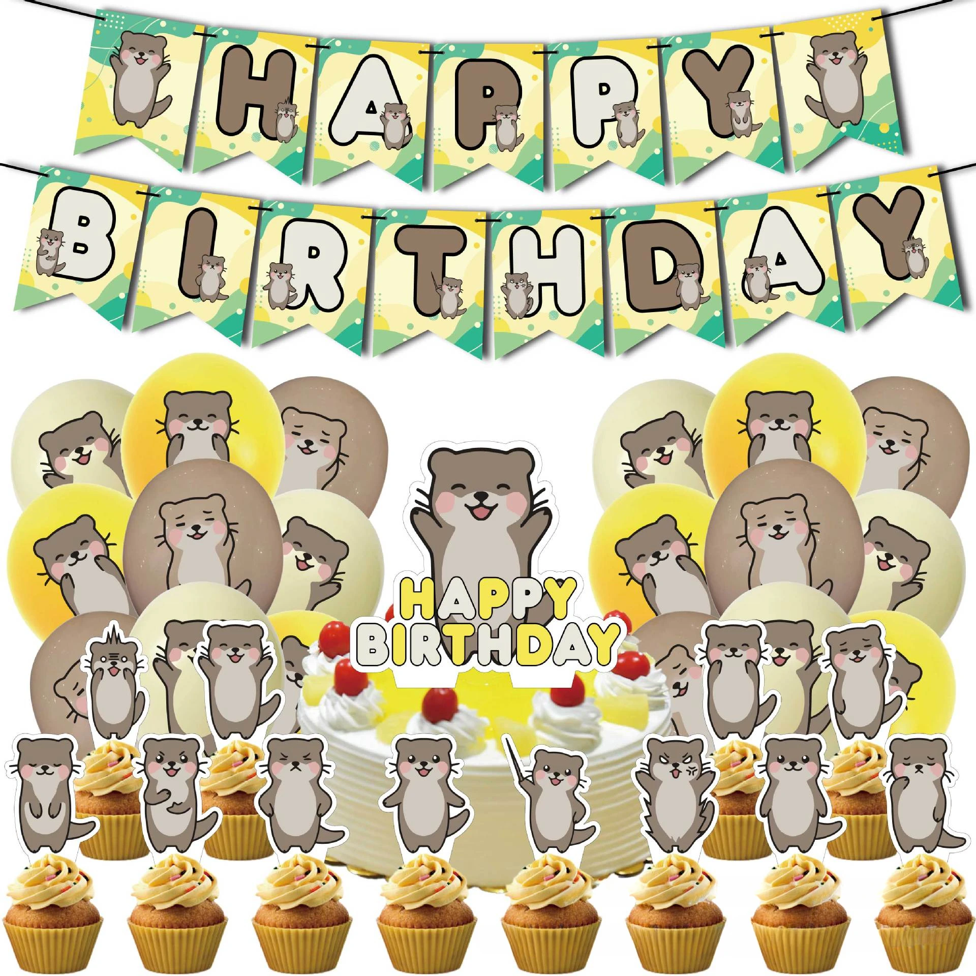 Тематические украшения для дня рождения с выдром милые воздушные шары баннер
