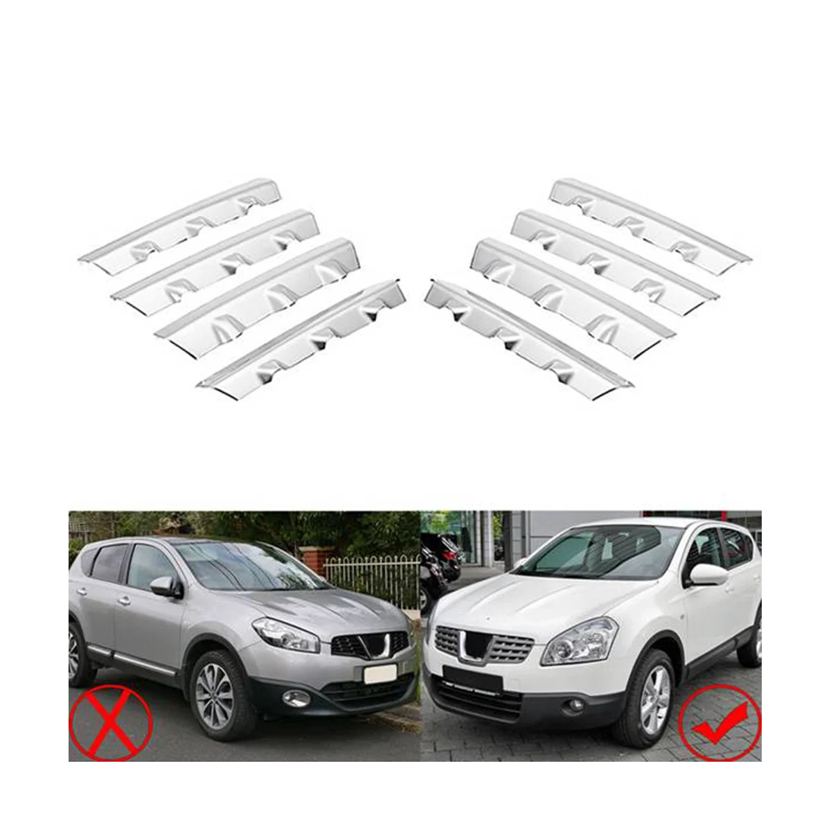 

Car Chrome Front Grille Trim Cover Front Center Grill Trims Fit for Nissan Qashqai J10 2008-2011 Car Styling