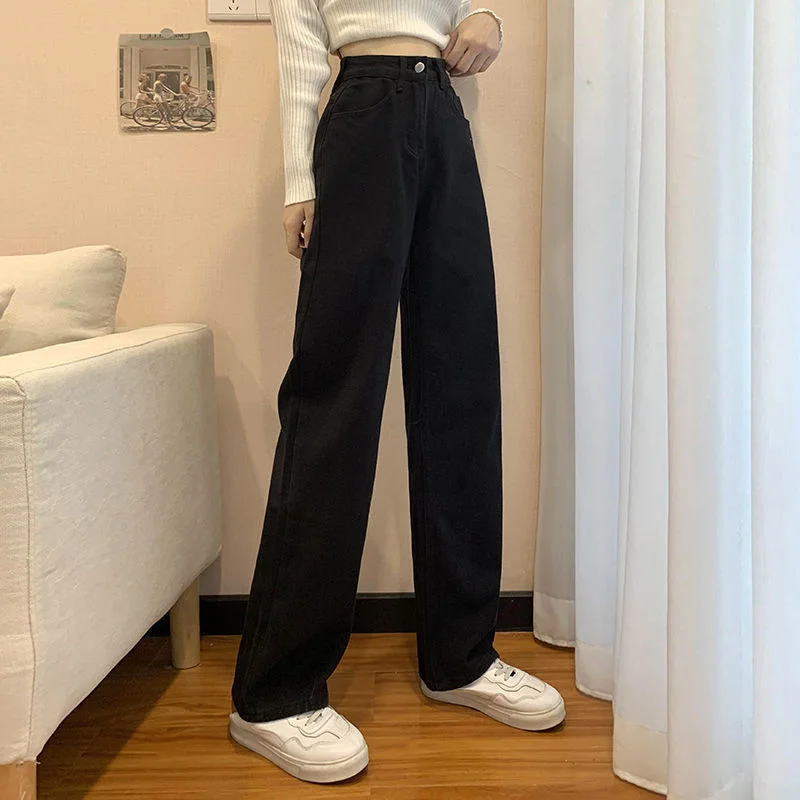 

Джинсы женские с прямыми штанинами, брюки из денима стрейч с завышенной талией, мешковатые джинсы МОМ, повседневные удобные штаны оверсайз