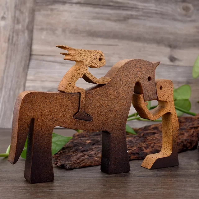 

Wood Dog Decor Sculptures Craft Creative Figurine Ornement Decoration For Bedroom Home Office Decor Gift Natural