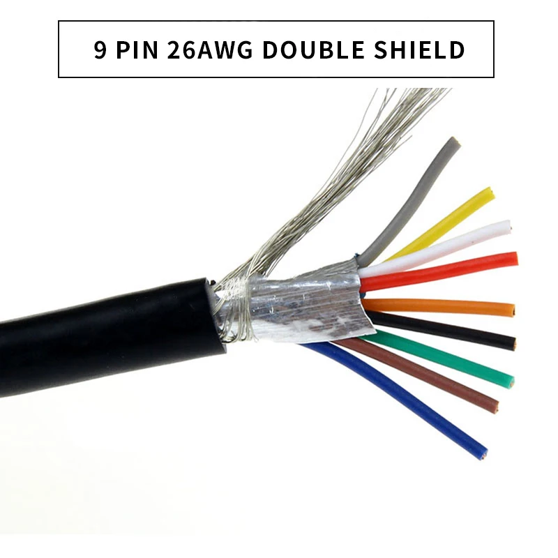 

9-контактный 1 м, экранированная линия из чистой меди, соединительный кабель DB9, RS232, шнур последовательного сигнала данных 24 26 28 30 AWG, линия управления промышленным ПЛК