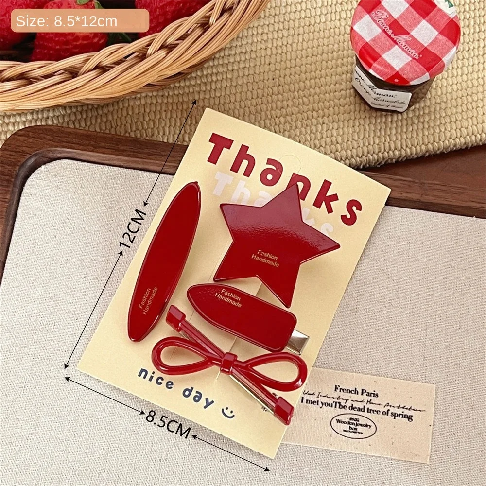 Новинка заколка для волос с бантом красная звезда зажим женский утиной кромкой