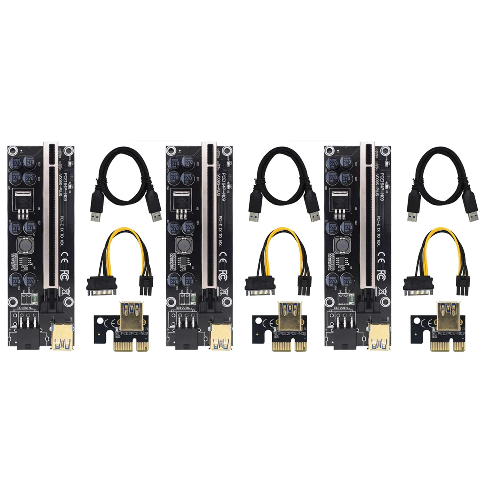 

Карта расширения VER009S PCIE PCI-E PCI Express X16 GPU 6In 3 шт., адаптер, 1X 16X удлинитель, кабель USB 3,0