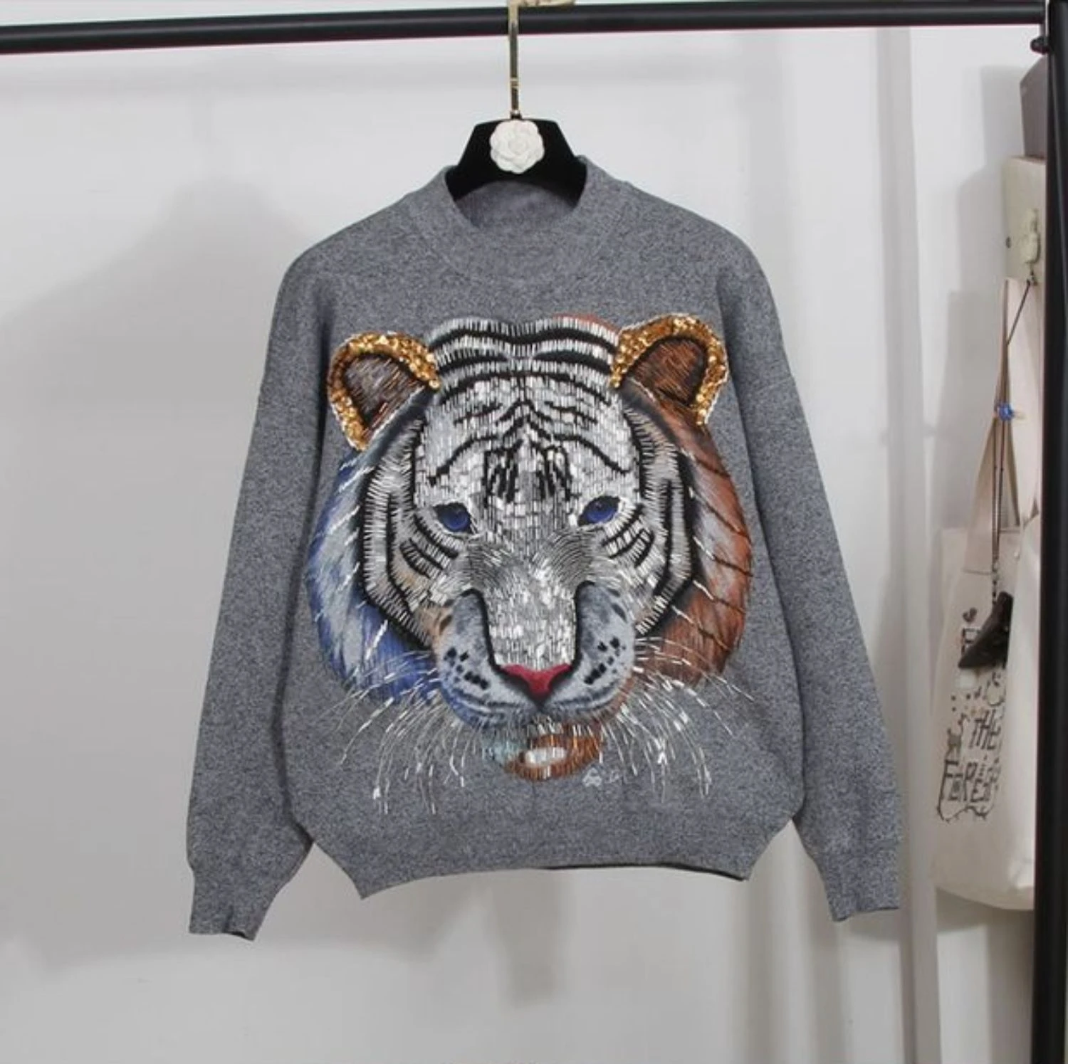 Осень-зима 2023 новые европейские комплекты брюк модный свободный вязаный свитер с