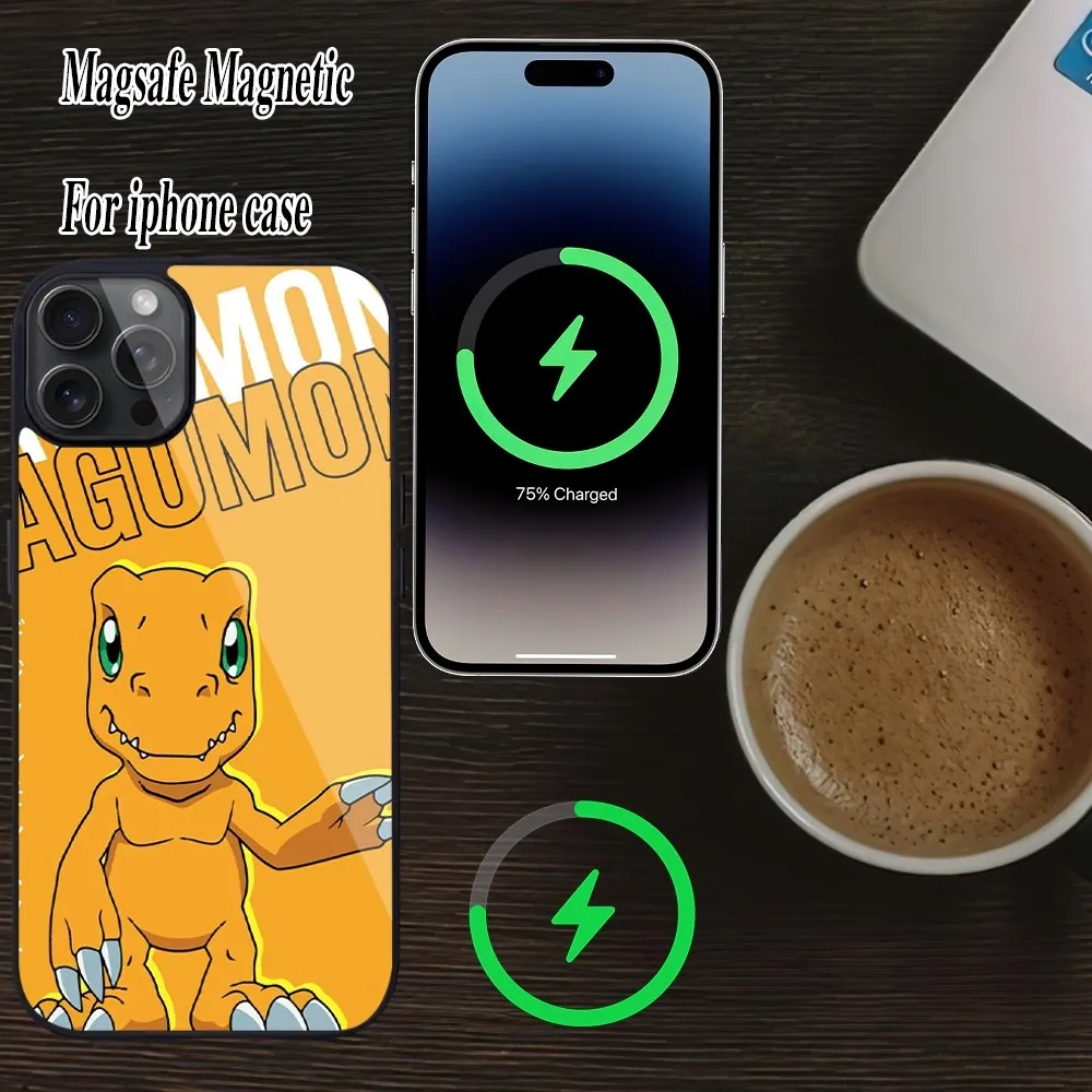 Чехол для телефона с аниме Digimon Adventure iPhone Magesafe Magnetic 15 Pro11 Mini 12 13 14 Max Plus Shell