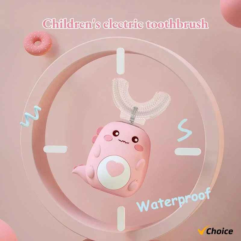 Детская U-образная электрическая зубная щетка 360 градусов умная мультяшная