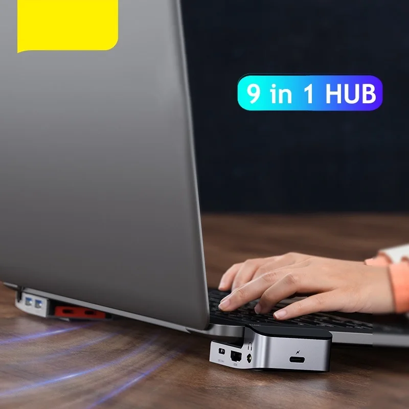 

Baseus USB C HUB to 4K HD Adapter Dock USB 3.0 for MacBook Pro 3 USB Splitter USB-C Type C RJ45 Holder 9 in 1 Type C HUB