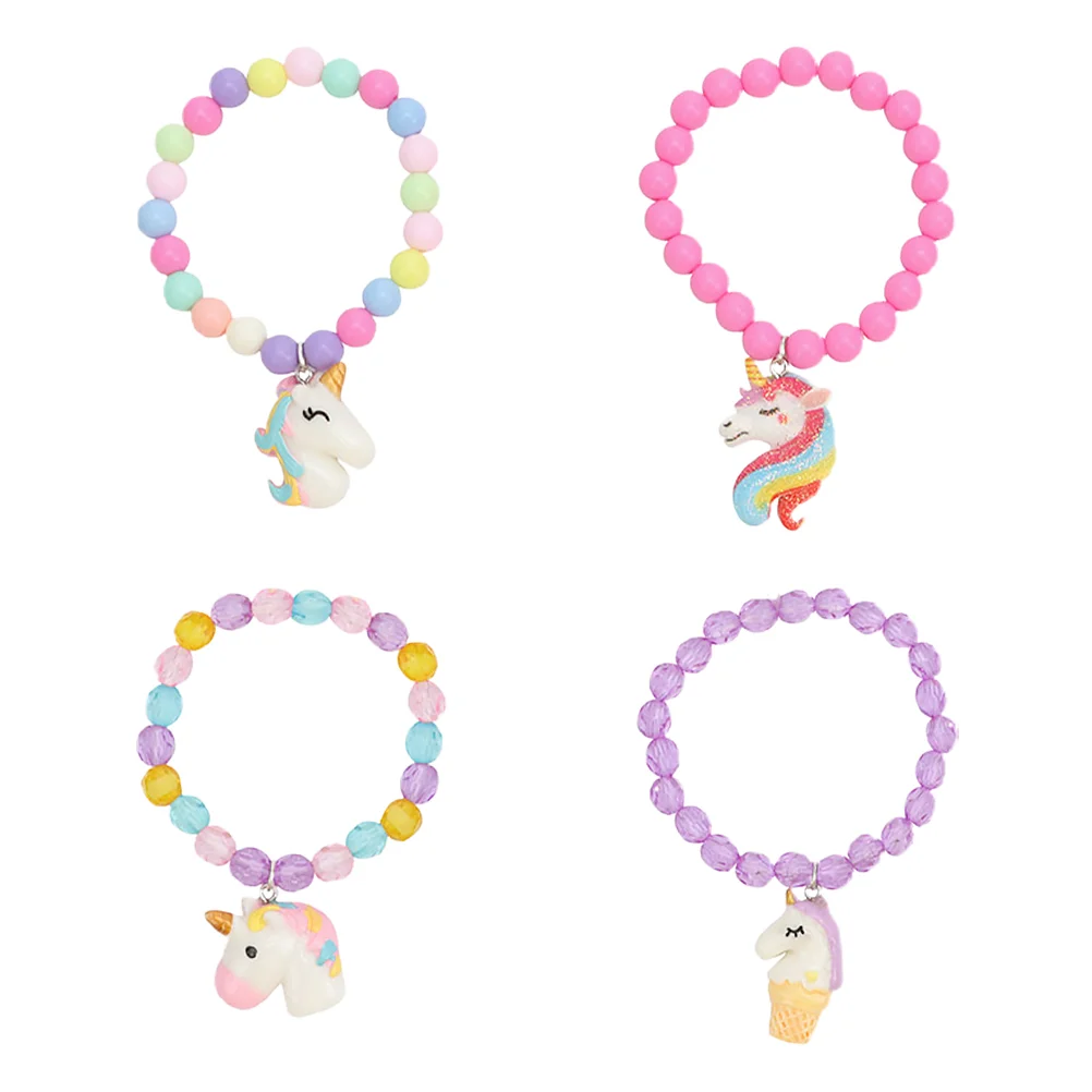 

Bracelet Unicorn Pony Bracelets Acrylic Beads Kids Wrist Decor Colorful Bangles Girls