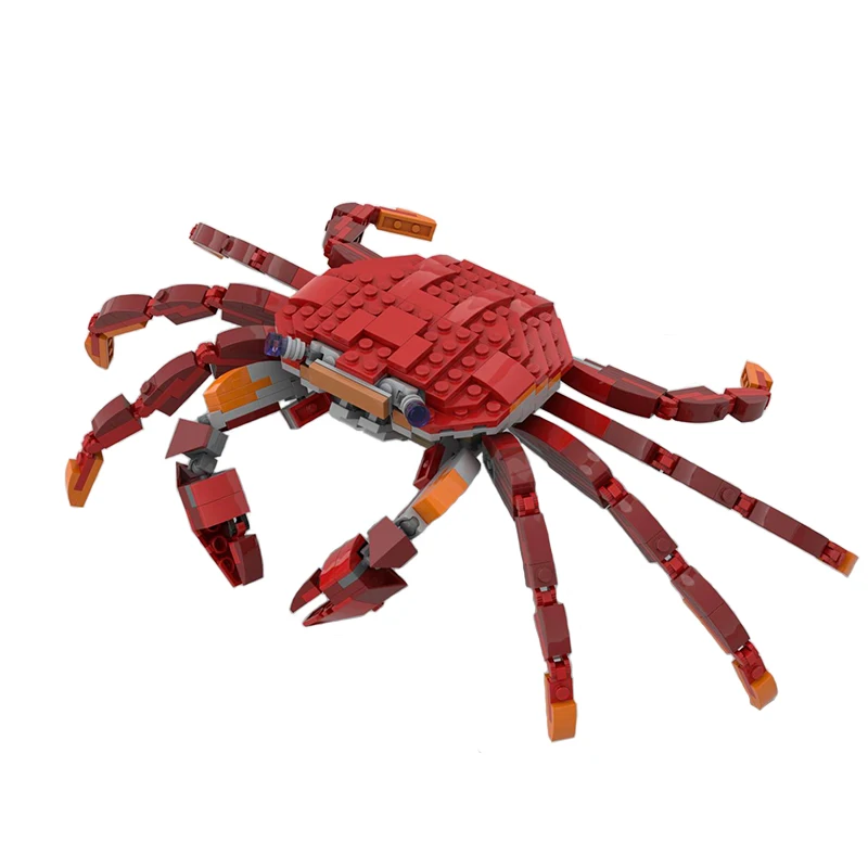 

Small particle building blocks assembly toy 9 years old 14 boy moc creative animal crab activity joint red stone crab