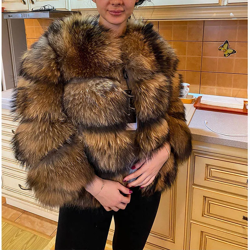 MAOMAOKONG 2022 Natural Real Fur Coat Raccoon Fur Jackets Super Hot Women's Winter Luxury Large Size Female Clothing Vests