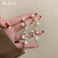 mihan 925 silver needle sweet jewelry flower tassel earrings pretty elegant temperament dangle earrings for celebration gifts
