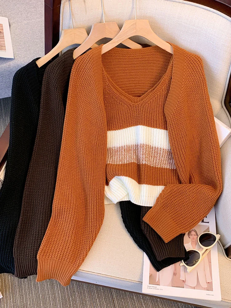 Модные комплекты из двух предметов для женщин классический полосатый дизайн