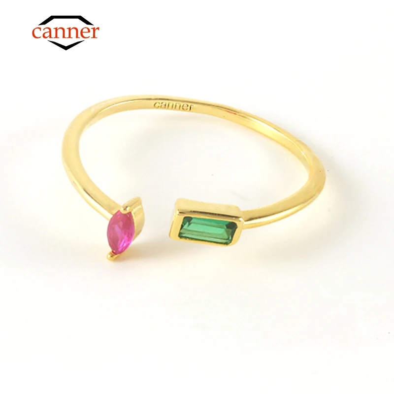 

Женское регулируемое кольцо CANNER, Открытое кольцо из серебра 100% 925 пробы с фианитами