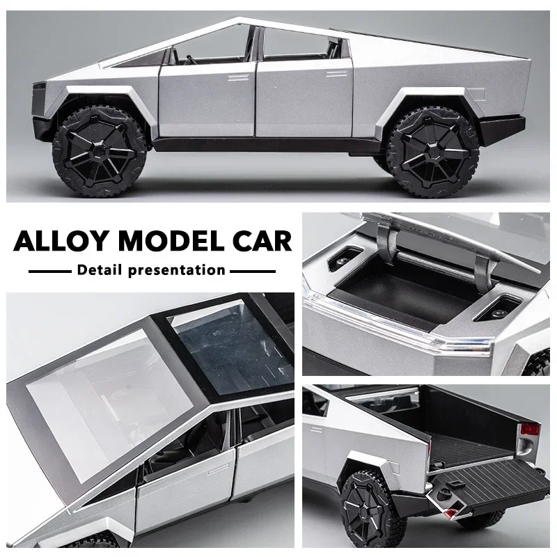 Cybertruck Pickup 1:24 модель автомобиля из серебряного сплава грузовик литье под