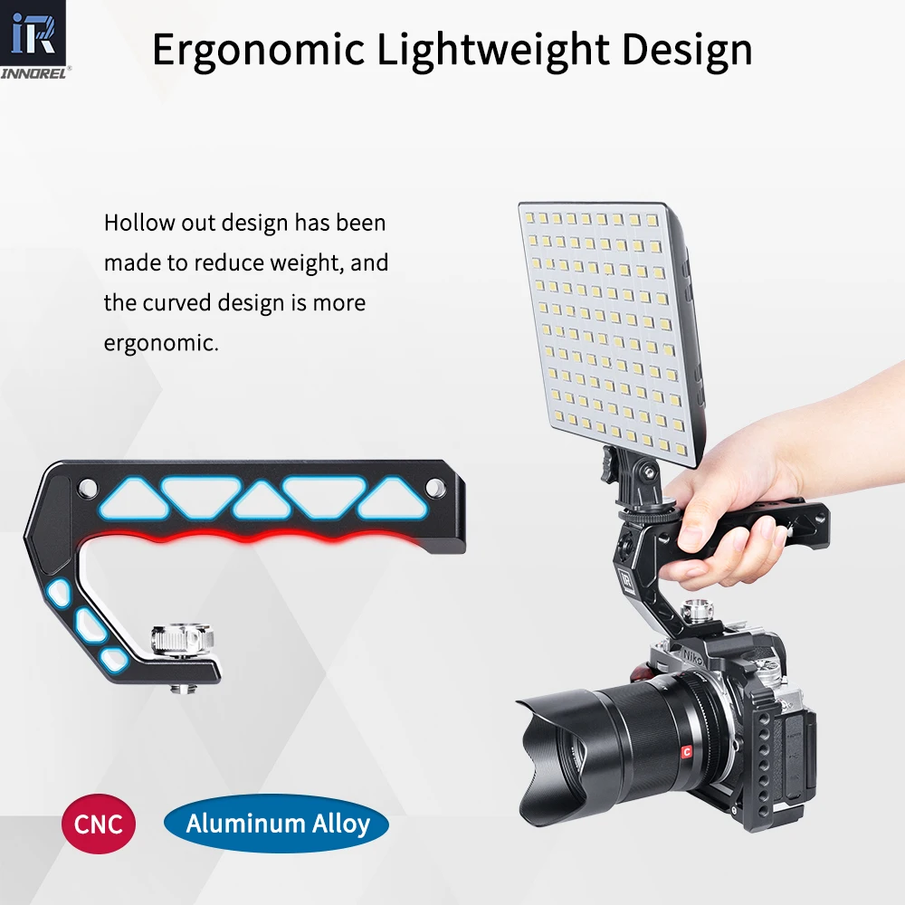 Фото Рукоятка INNOREL AH130 с креплениями ARRI 3/8 дюйма, комфортная эргономичная рукоятка из алюминиевого сплава с ЧПУ для камеры-кейса, максимальная нагрузка 10 кг №5