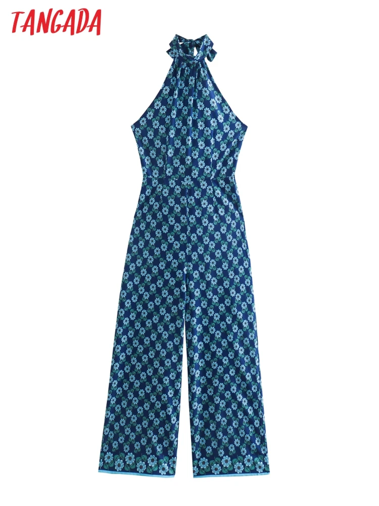 

Женский комбинезон-Холтер с цветочным принтом и бантом