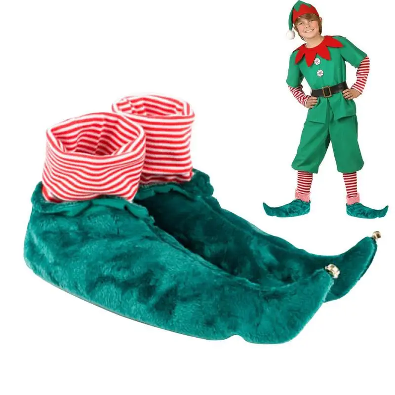 

Kids Green Slippers Soft Warm Indoor Christmas Slippers Novelty Christmas Elf Slippers Non-Slip Indoor House Footwear For Kids