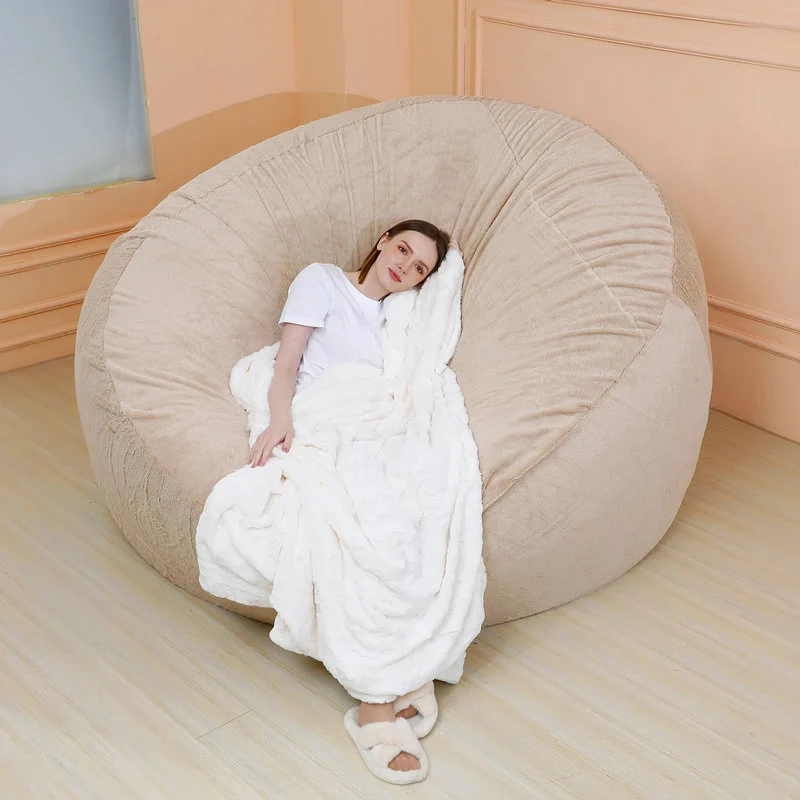 

Free Shipping 5FT6FT7FT Lazy Sofa New Giant Bean Bag Cover 2022 High Quality Soft Comfortable Fluffy Faux Fur Bean Bag Covers