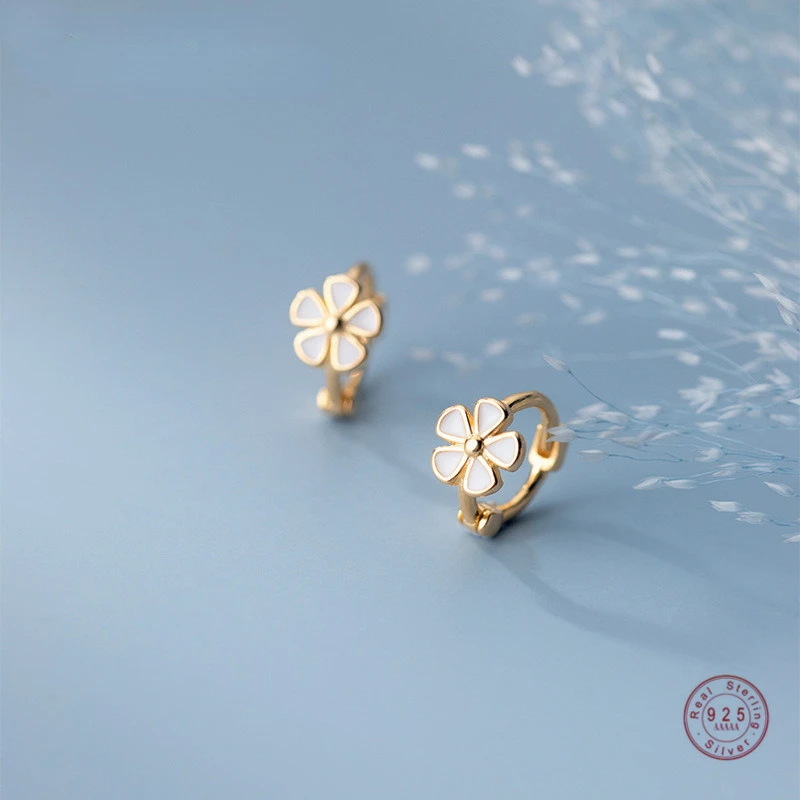 

Genuine 925 Sterling Silver Sweet Romantic Flower Ear Buckle for Women Korean Girl Fashion Birthday Earring Jewelry Gift